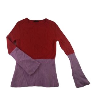 Ann Taylor Vibrant Red Cashmere Sweater Bell Sleeve Size Medium